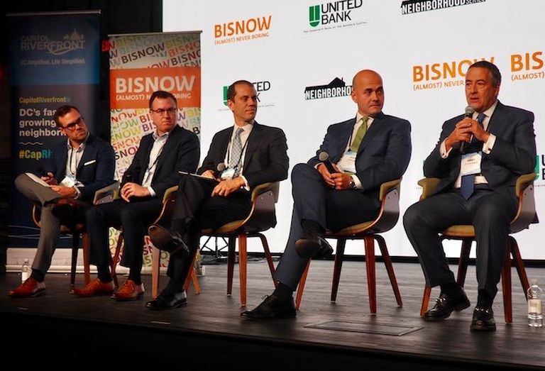 McCaffery's Luke Koczela, Brookfield's Toby Millman, GSA Public Buildings Service Commissioner Dan Mathews, Lincoln Property Co.'s Adam Biberaj and CBRE's Manny Fitzgerald