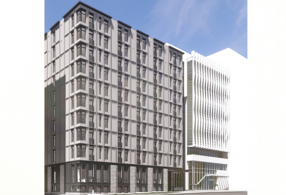 A rendering of the office-to-residential conversion project at 1313 L St. NW.