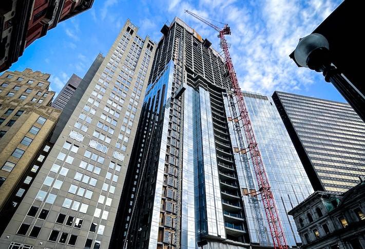 The under-construction Winthrop Center tower in Boston's Financial District. 