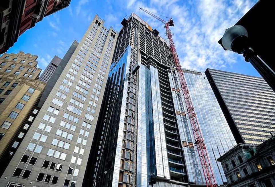 The under-construction Winthrop Center tower in Boston's Financial District.