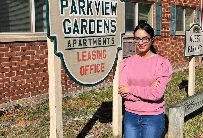 Jeena Osmani, a 24-year-old Afghan refugee who arrived in the U.S. in August, is now living and working as a leasing employee for the Parkview Gardens apartment community in Maryland. 