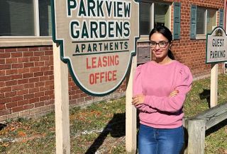 Jeena Osmani, a 24-year-old Afghan refugee who arrived in the U.S. in August, is now living and working as a leasing employee for the Parkview Gardens apartment community in Maryland. 
