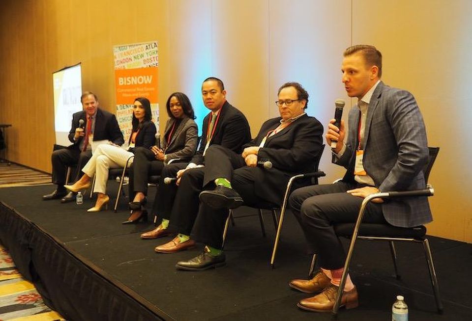 CBRE's David Webb, Nuveen's Nikita Rao, Menkiti Group's Melissa Lee, Artemis Real Estate Partners' Michael Vu, LGA Capital's Jason Gerstein and TruAmerica Multifamily's Matt Ferrari at BMAC East.