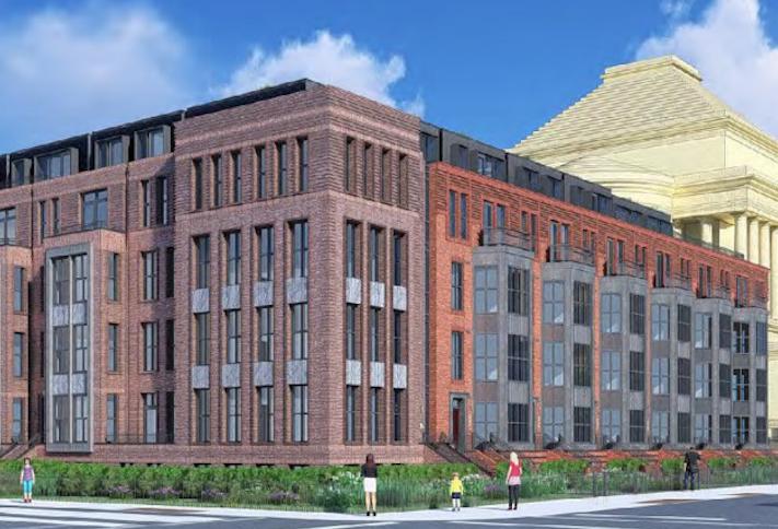 A rendering of the 158-unit project at the intersection of 15th and S streets NW. 