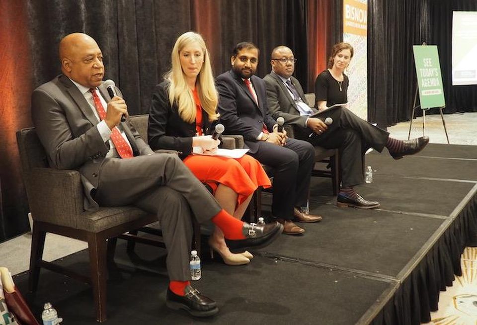 Bon Secours Health System's Dr. Marlon Priest, GWU School of Medicine and Health Sciences' Dr. Natalie Kirilichin, American Academic Health System's Dr. Azmat Husain, Prince George's County, Maryland's Dr. George L. Askew and Perkins+Will's Tatiana Escobar
