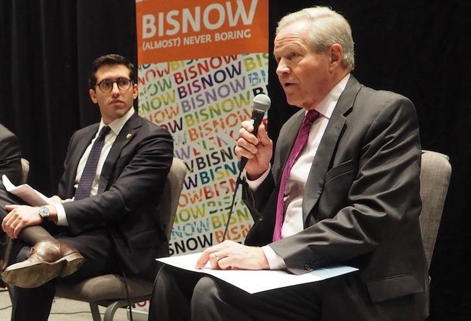 HUD Deputy Chief of Staff Alfonso Costa Jr. and NMHC President Doug Bibby at a November 2019 Bisnow event