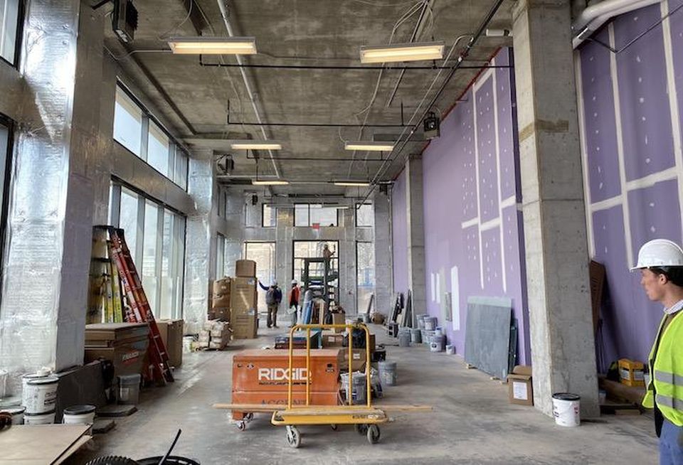 The inside of the retail space in the 1 M Street building that Scissors & Scotch leased.