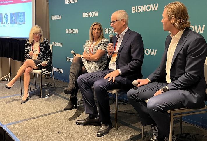 CBRE's Kyle Schoppmann, TMG's Katie Yanushonis, Tishman Speyer's Dan Dooley and JLL's Evan Behr.  