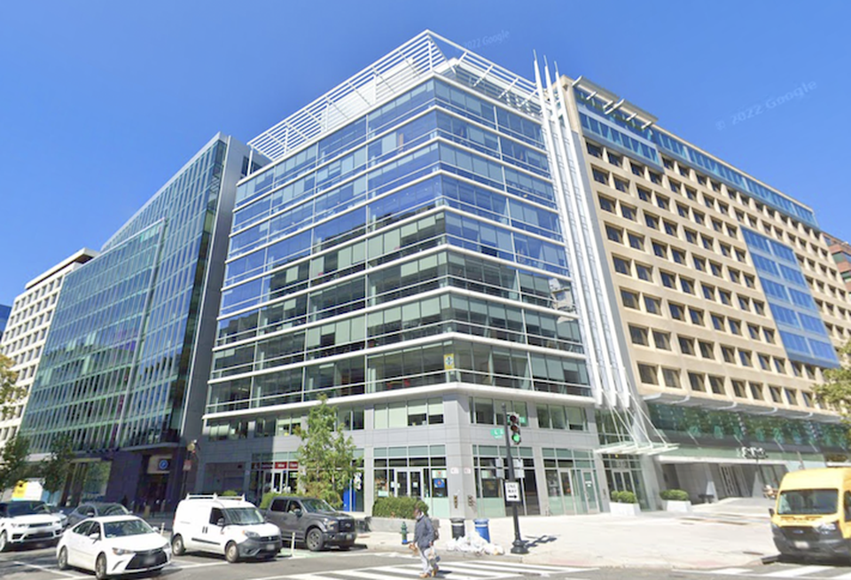 The office building at 1441 L St. NW, where a 51K SF lease led to the ongoing legal dispute.