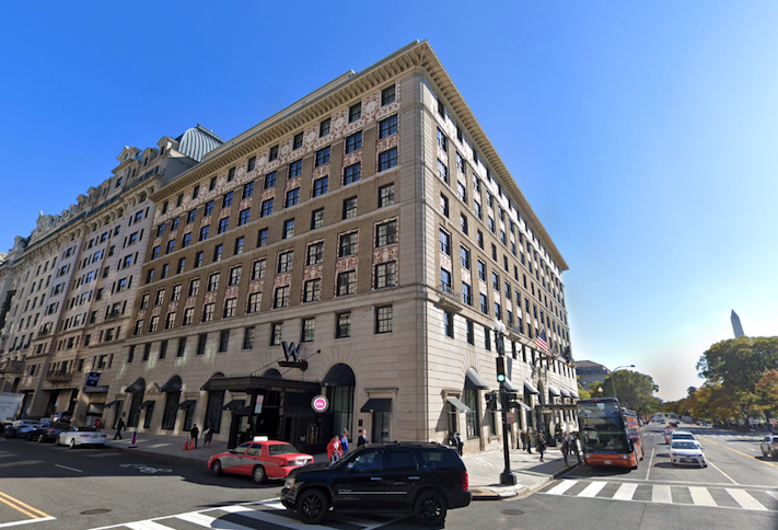 The W Washington D.C. hotel at 515 15th St. NW. 