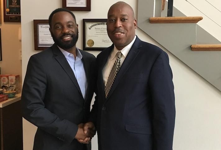 Investor Rody Damis, a member of the Small Multifamily Owners Association, and SMOA founder Dean Hunter celebrating the closing of a four-unit acquisition. 