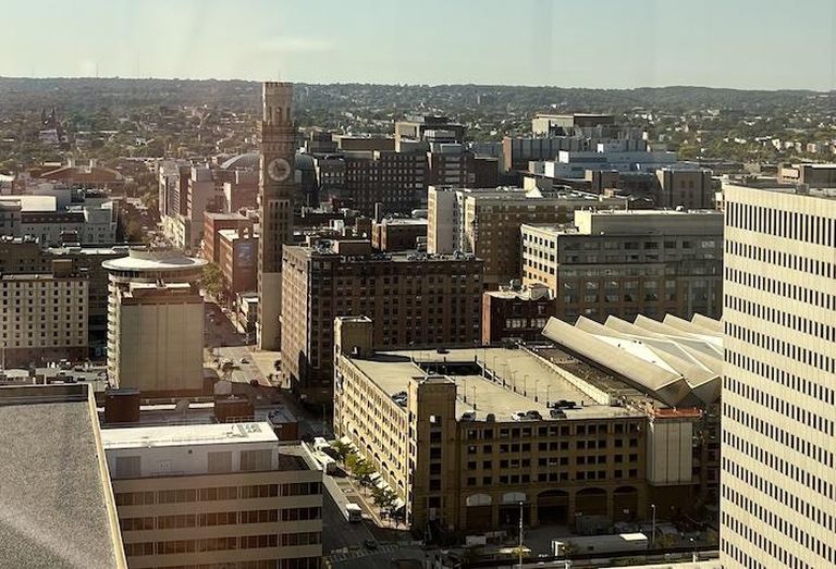 The view of Baltimore from the 23rd floor of 100 Light St. 