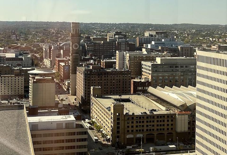 The view of Baltimore from the 23rd floor of 100 Light St.