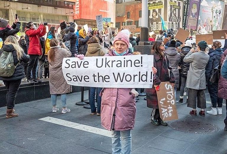 A rally in support of Ukraine in New York City's Times Square. 