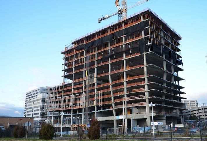 The under-construction Tysons Central office building, photographed Dec. 14. 