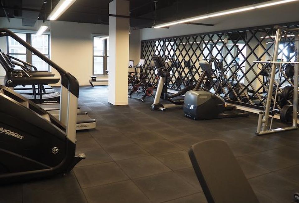The fitness center in the Avec building.