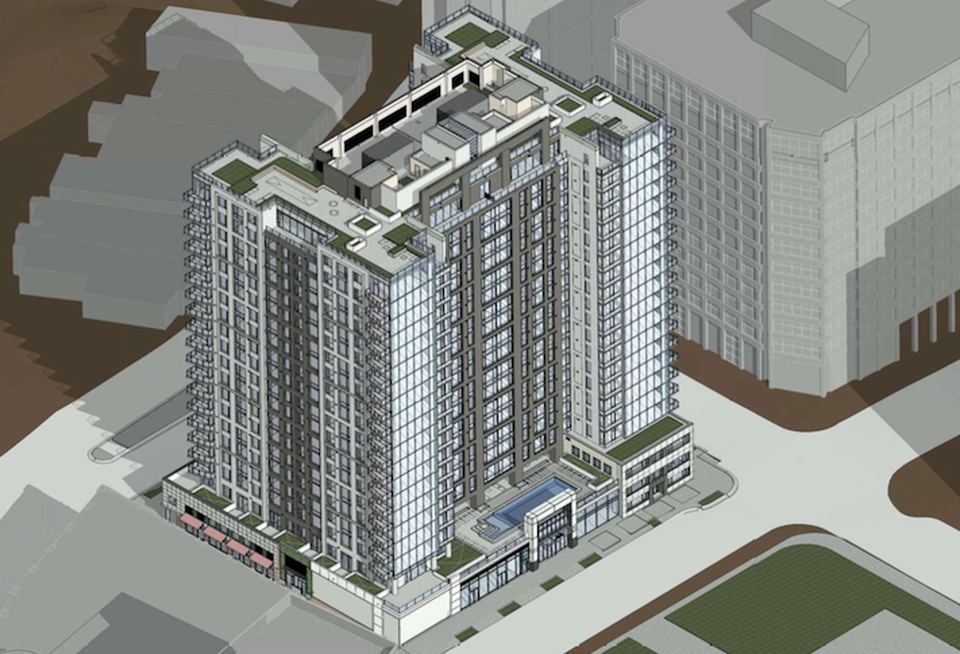A rendering of Greystar's Landmark Block development in Arlington's Courthouse neighborhood. 
