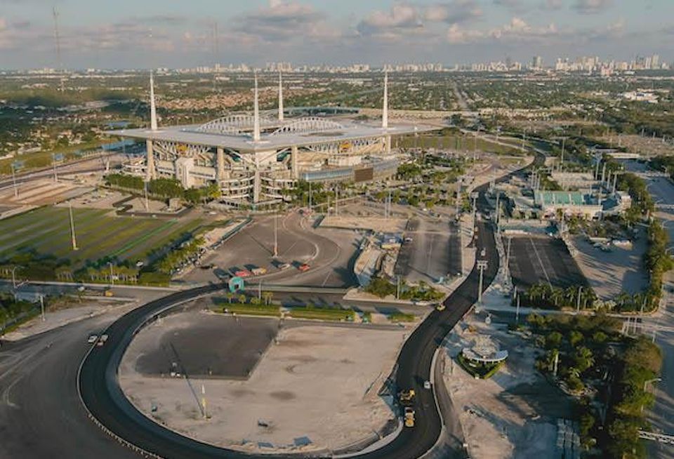 The Miami Grand Prix circuit, photographed during construction in February.