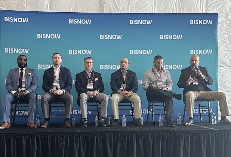 NAI Michael’s Marcus Daniels, Brookfield Properties’ Kyle McGrady, Brennan Investment Group’s Chris Massey, MCB Real Estate’s Mike Trail, Open Industrial’s Blake Potolicchio and JLL’s John Dettleff. 