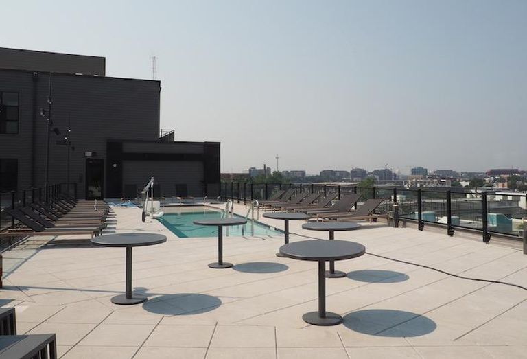 The rooftop pool at The Chase apartment building at Bryant Street. 