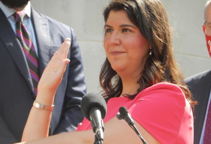 Brooke Pinto being sworn in as Ward 2 council member June 27. 