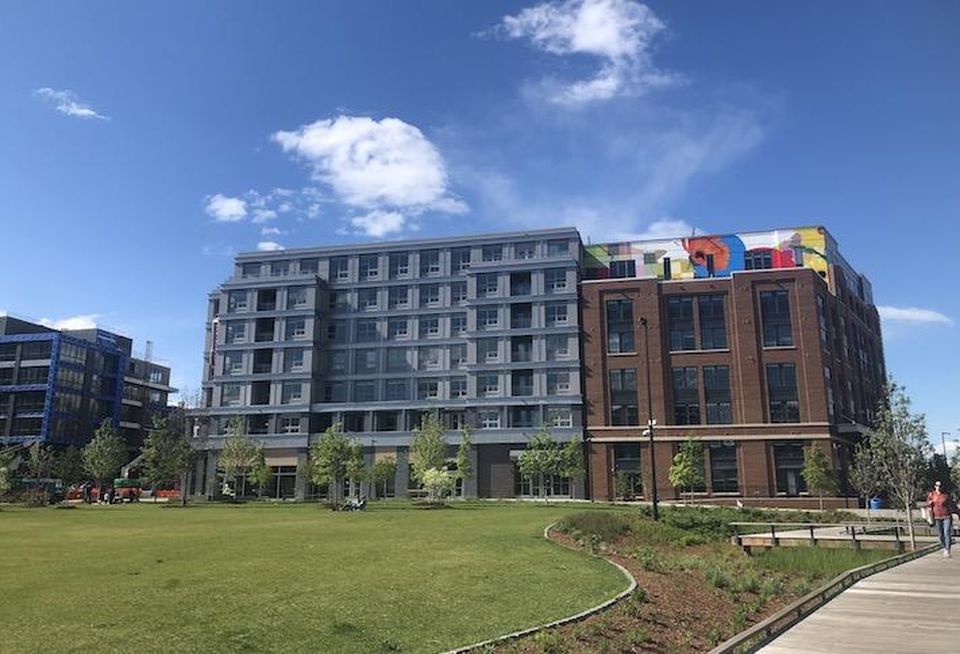 The 2-acre Tanner Park, with JBG's Eckington Yards and Foulger-Pratt's Eckington Park projects in the background.