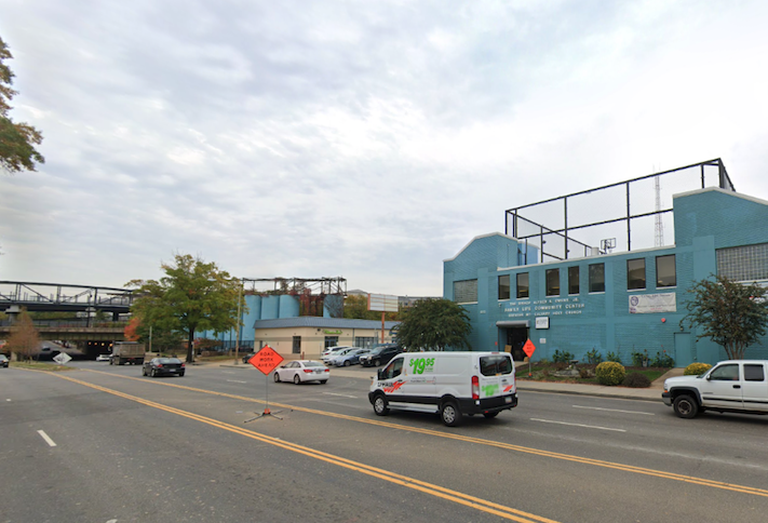 The properties along the south side of Rhode Island Avenue, directly to the west of the Metro station, that are the subject of the rezoning application. 