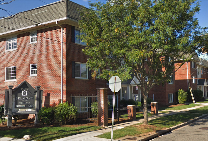 The Belmont Crossing apartments at the corner of 7th Street SE and Barnaby Road