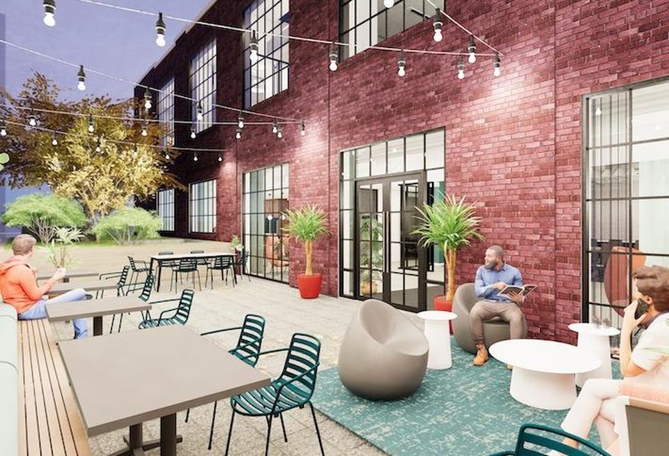 A rendering of the private outdoor terrace at Hickok Cole's D.C. headquarters office.