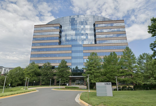 The Amazon-leased office building at 13820 Sunrise Valley Drive in Herndon. 