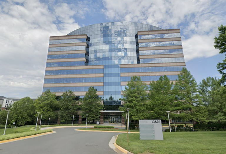 The Amazon-leased office building at 13820 Sunrise Valley Drive in Herndon. 