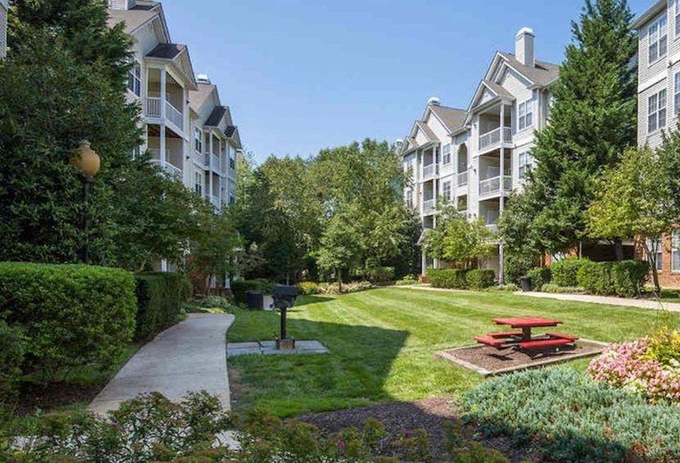 The courtyard in The Morgan apartment community at 12000 Chase Crossing Circle in Rockville