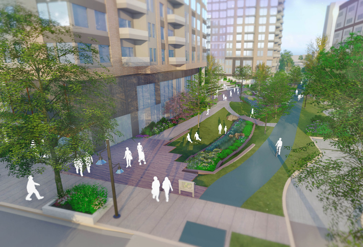 A rendering of the Battery Lane District development. 