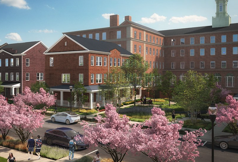 A rendering of EYA's development on the St. Josephs Seminary property, featuring 80 townhouses. 