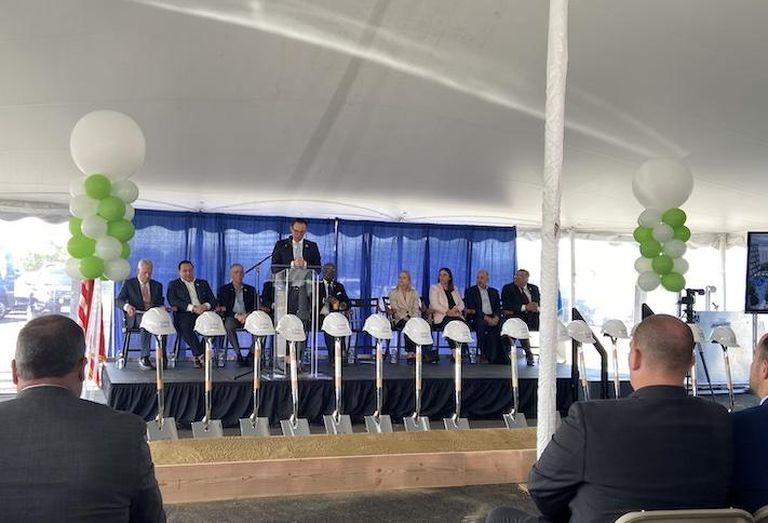 Revere's Mayor Brian Arrigo spoke at the groundbreaking to commemorate the efforts to preserve the two cities by creating new jobs and housing opportunities for residents.