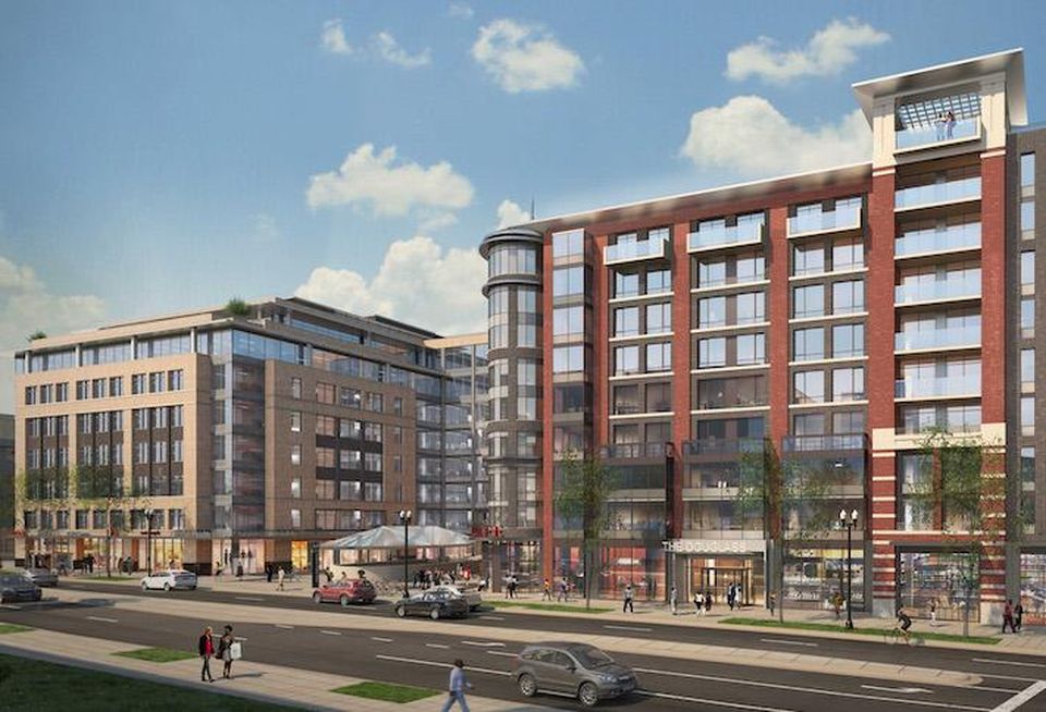 A rendering of the mixed-use project planned next to the Congress Heights Metro station.