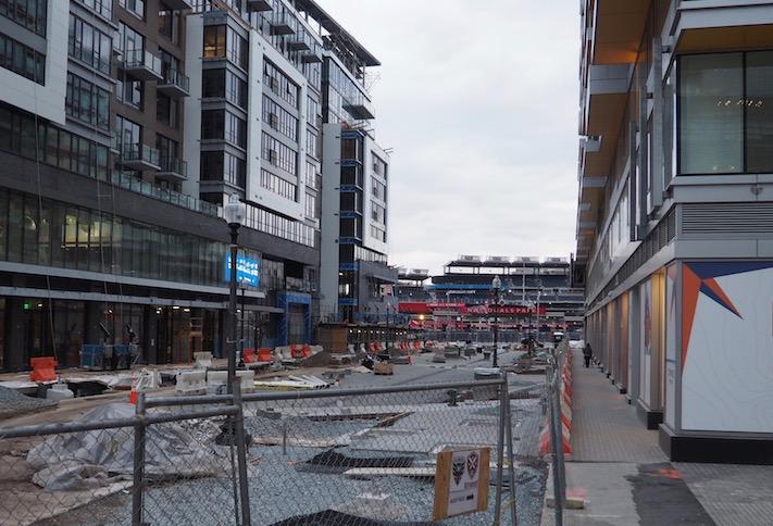 The Half Street corridor leading up to Nationals Park, photographed Wednesday.