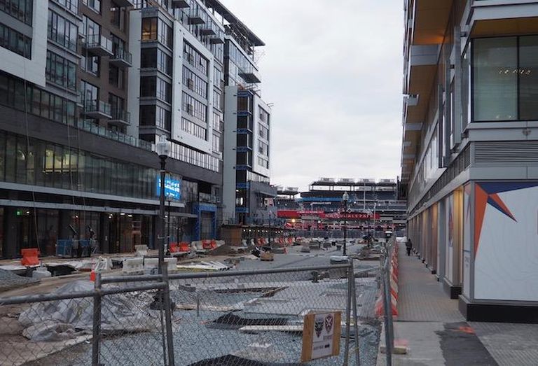 The Half Street corridor leading up to Nationals Park, photographed Wednesday.