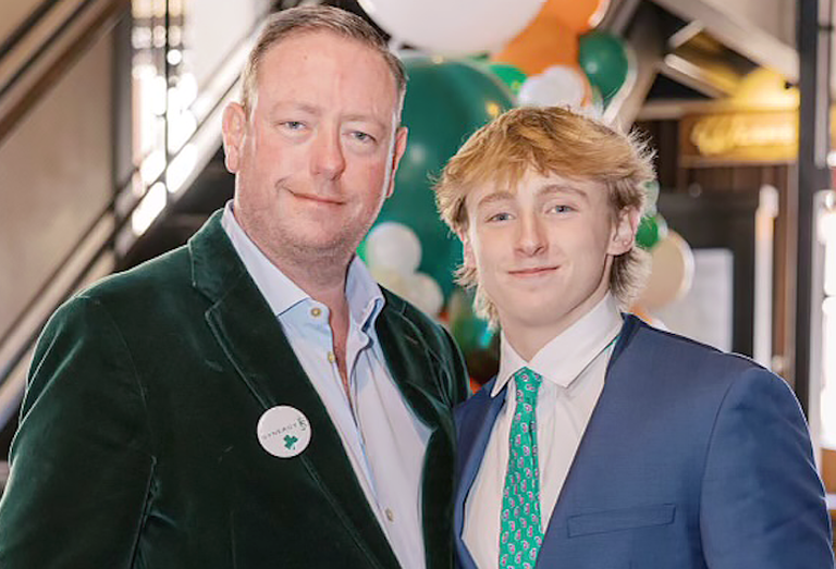 David Greaney with his son at the St. Patrick’s Day Party at Bostonia Public House.