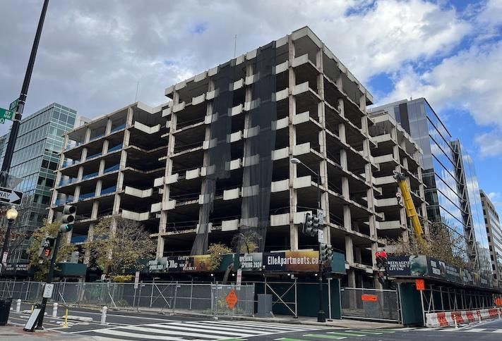 A December photo of the office-to-residential conversion project Willco is undertaking at 1111 20th St. NW. 