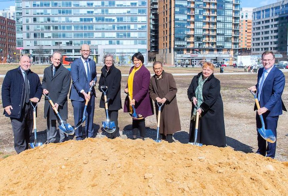 The Brookfield development team and D.C. leaders celebrate the groundbreaking of the new Chemonics headquarters at The Yards. 