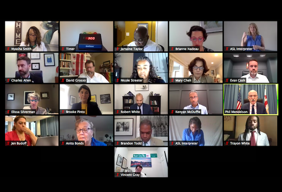 The D.C. Council's virtual Committee of the Whole meeting Tuesday.