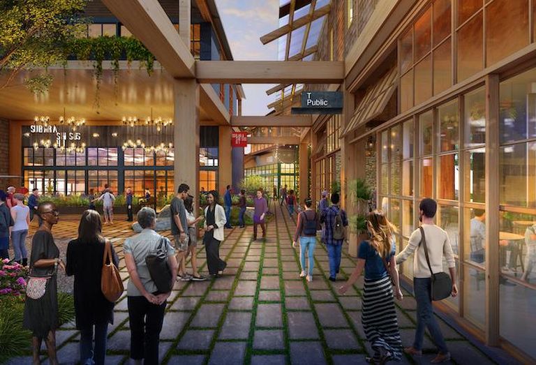 A rendering of the retail village at the Rivana at Innovation Station project. 