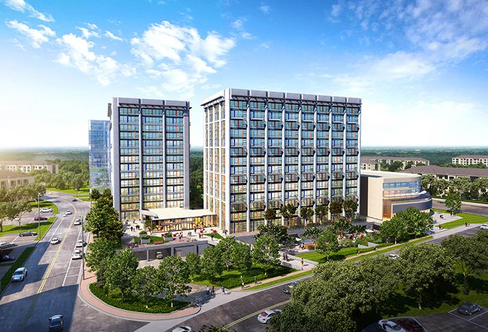 A rendering of the office-to-apartment conversion project at the Park Center complex in Alexandria. 
