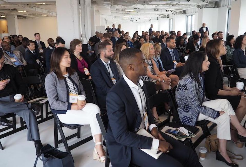 The crowd at Bisnow's How To Make It In Commercial Real Estate event, hosted at Blake Real Estate's 1425 K St. NW