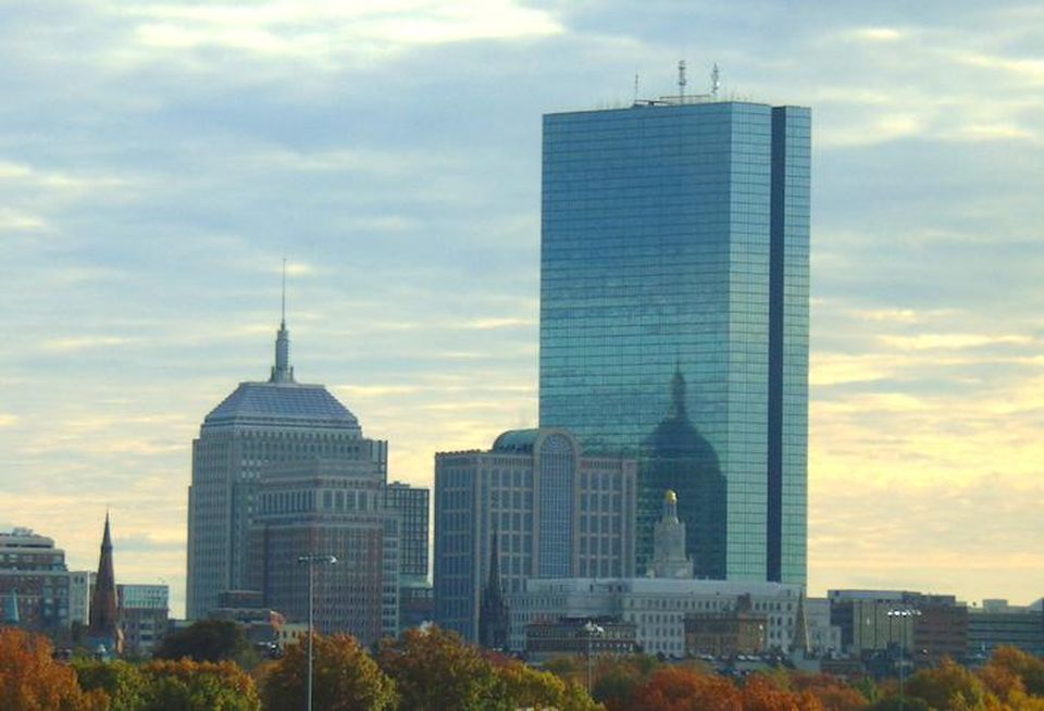 The Hancock Building, the tall, glass tower in Boston's skyline