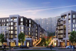 A rendering of the new multifamily buildings JBG Smith has planned at its RiverHouse community in Pentagon City
