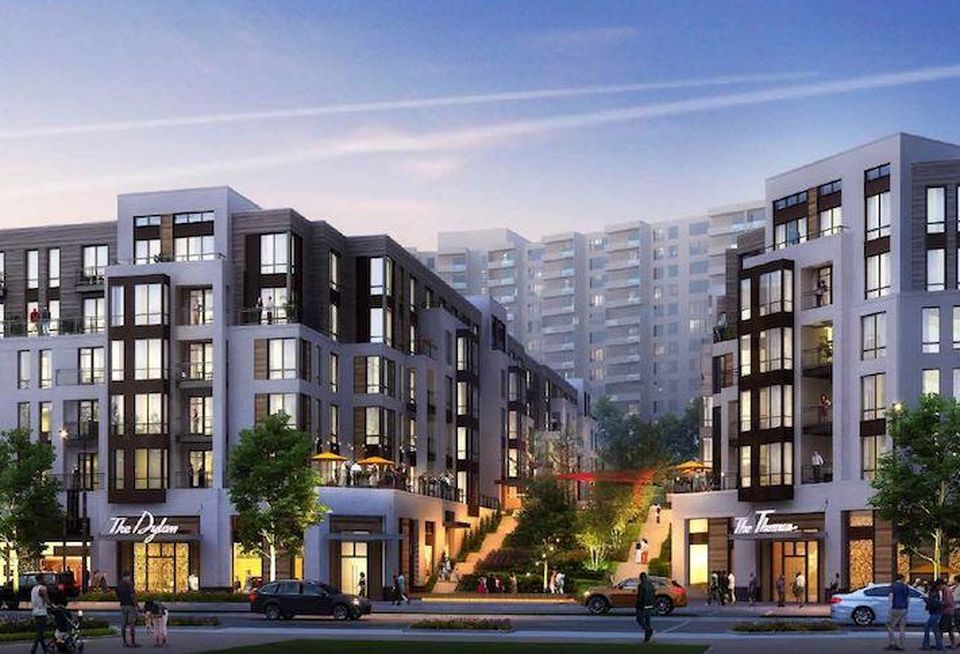 A rendering of the new multifamily buildings JBG Smith has planned at its RiverHouse community in Pentagon City