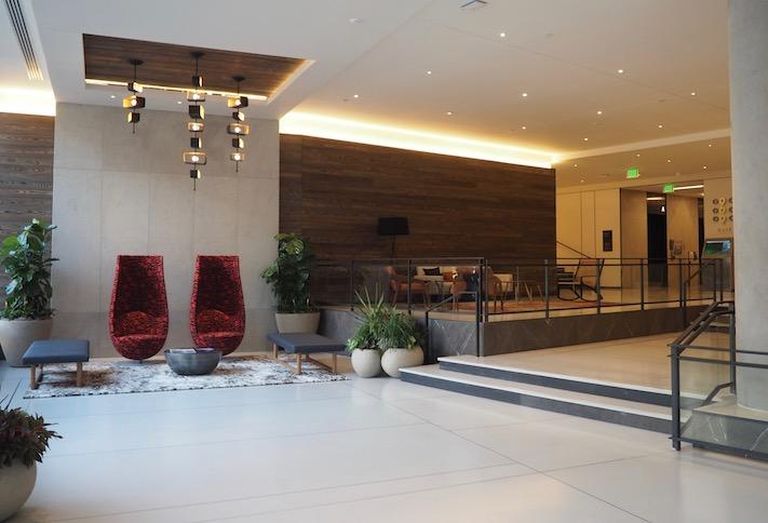 The lobby in the 909 Rose office building. 