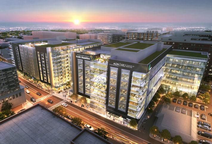 A rendering of the mixed-use project planned at the corner of Georgia Avenue and Bryant Street NW.